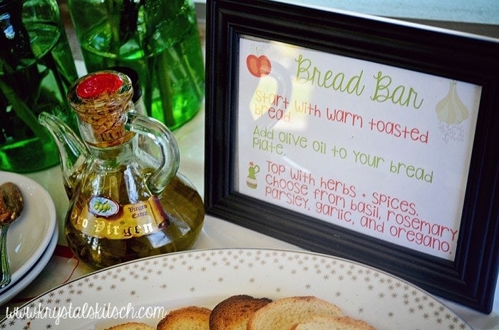 Pair Marie Callender’s pot pies with crusty bread for a bruschetta bar and DIY olive oil dip. These recipes pair perfectly with the warm pot pies! Host a warm and toasty party this winter!