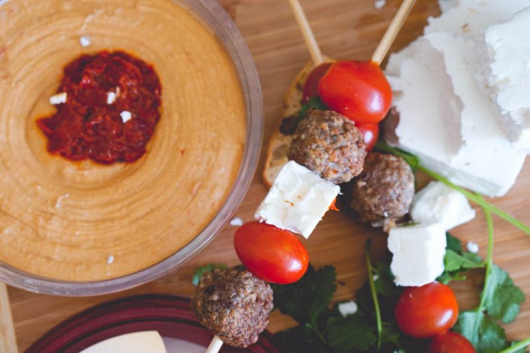 Greek Hummus Skewers
