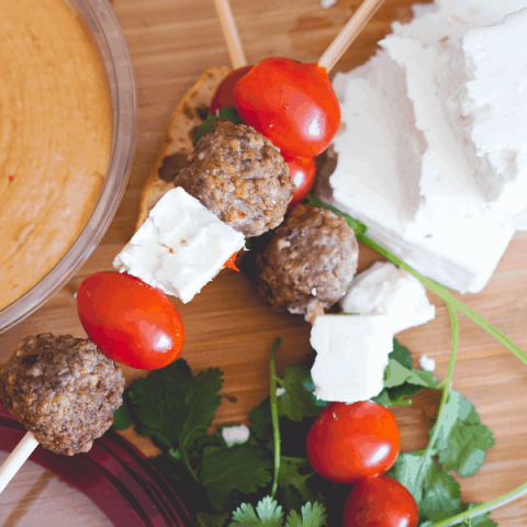 Greek Hummus Skewers