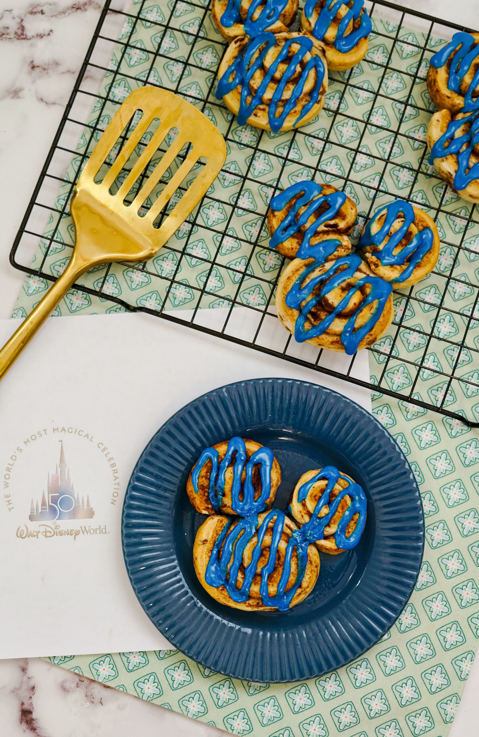 Mickey Mouse Cinnamon Rolls with Blue Icing