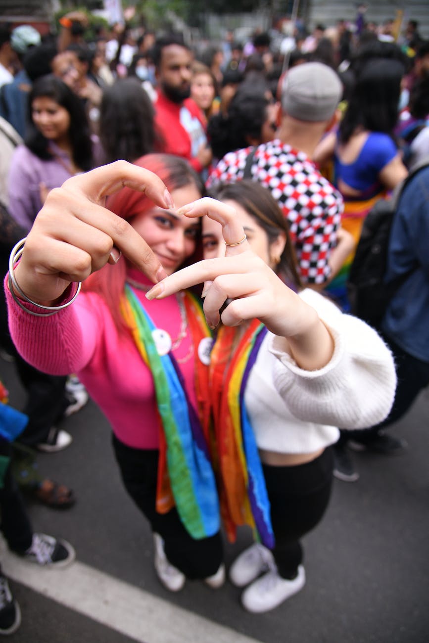 women on pride parade
