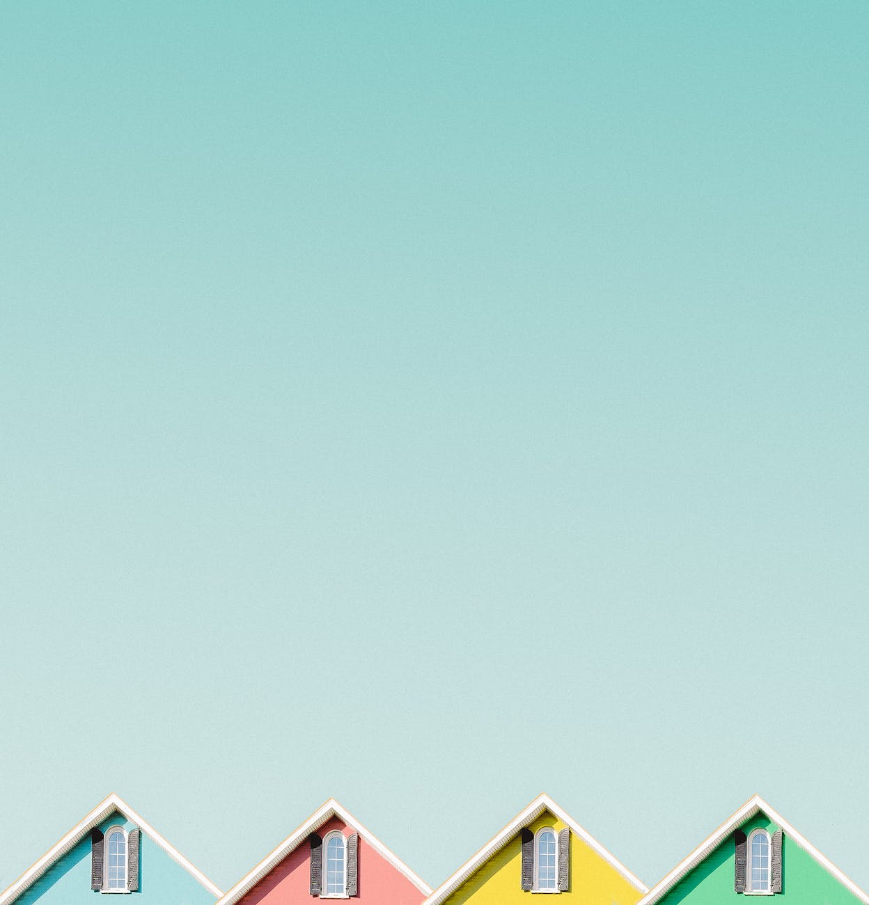 four colourful houses