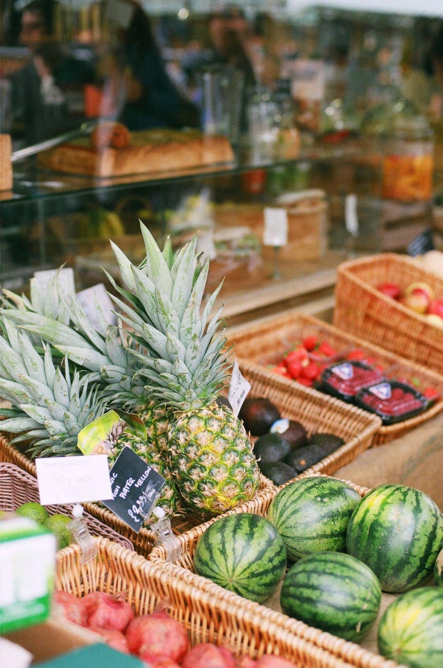 street market fruits pineapple shopping