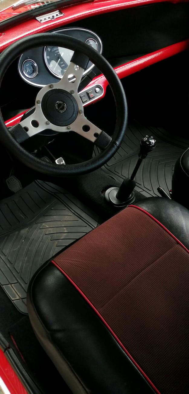 black and red car interior