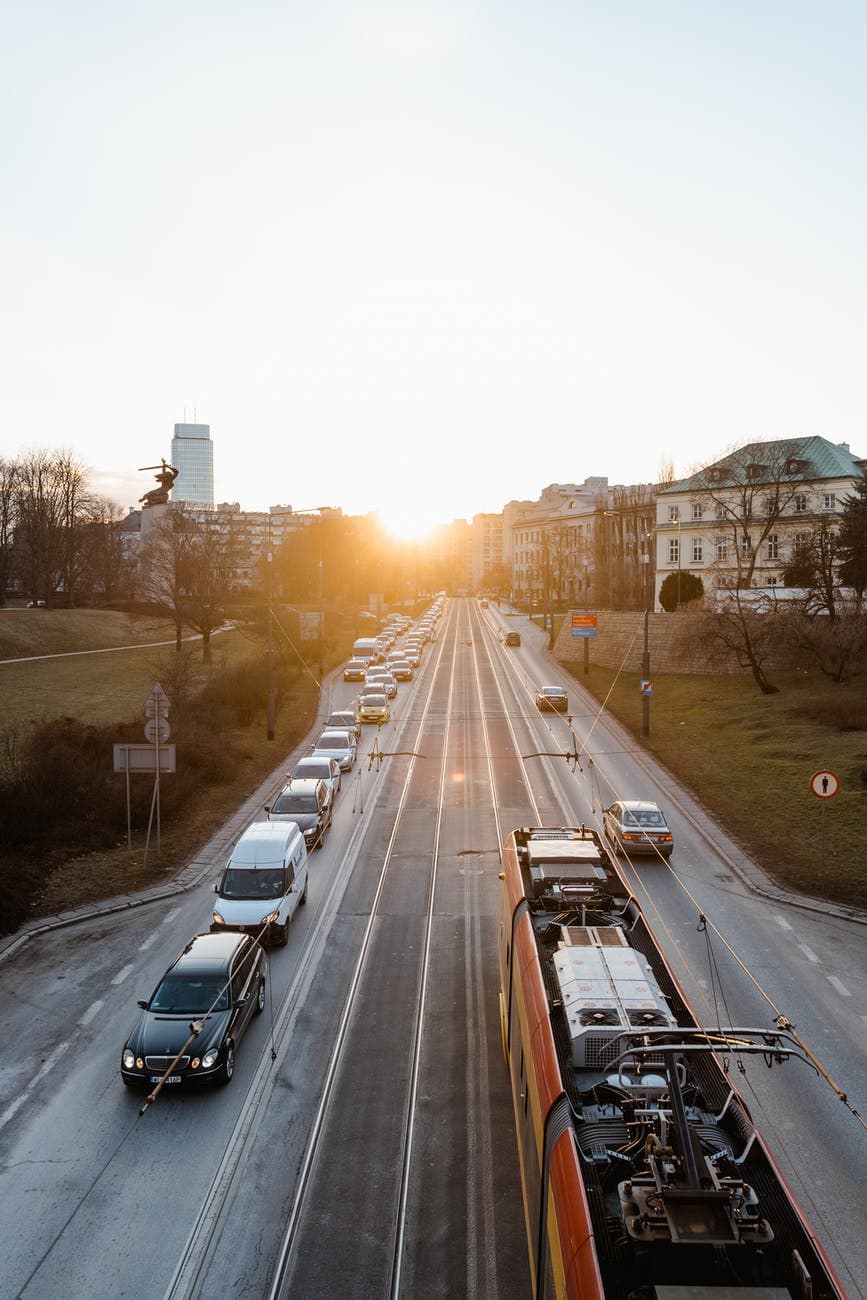 city road with view of sunset