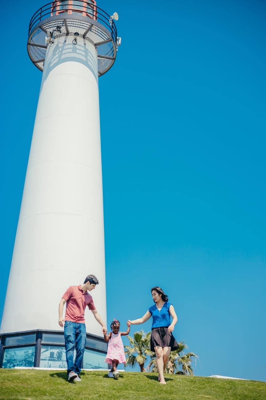 a happy family playing