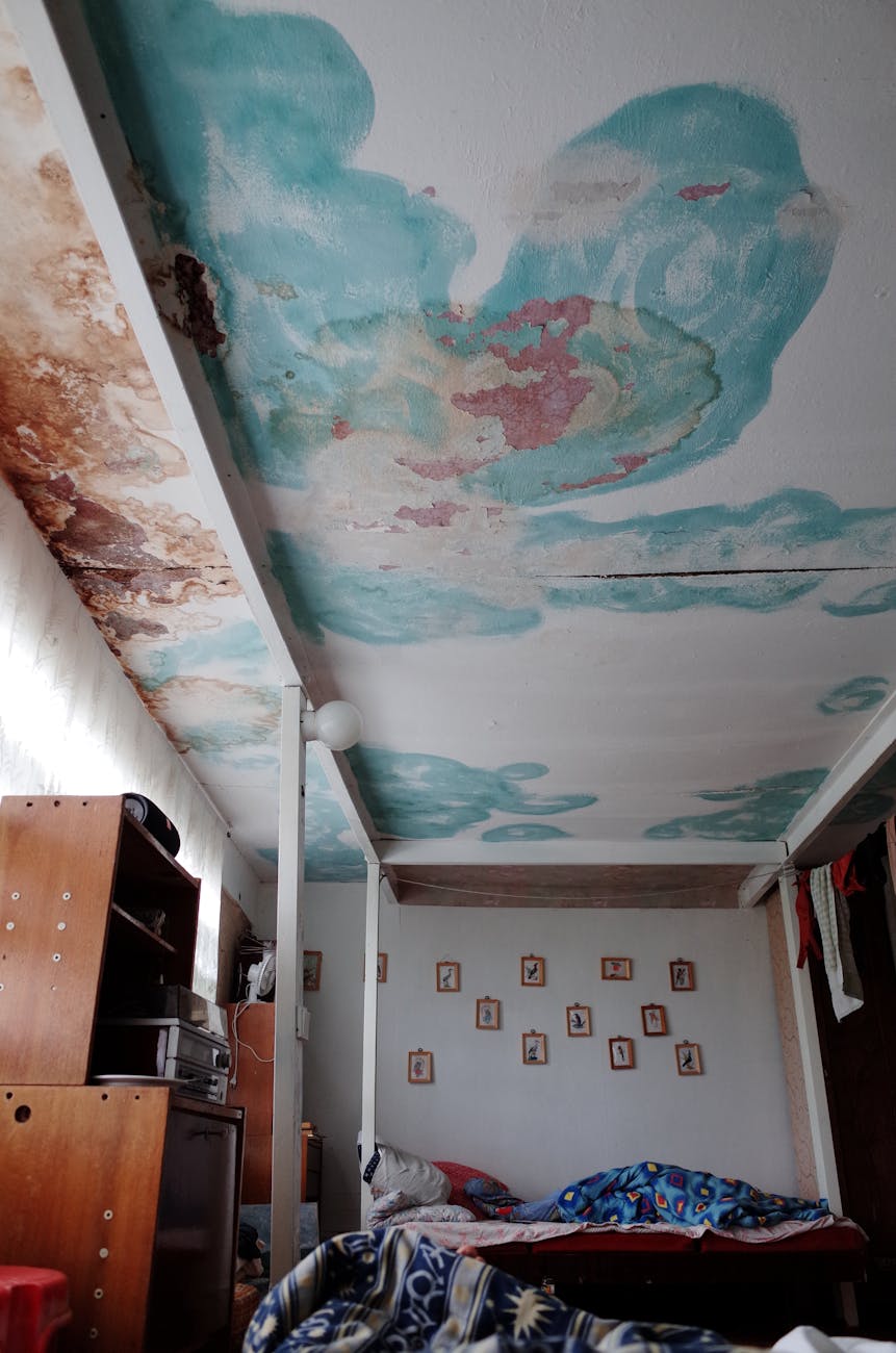an old ceiling of a bedroom
