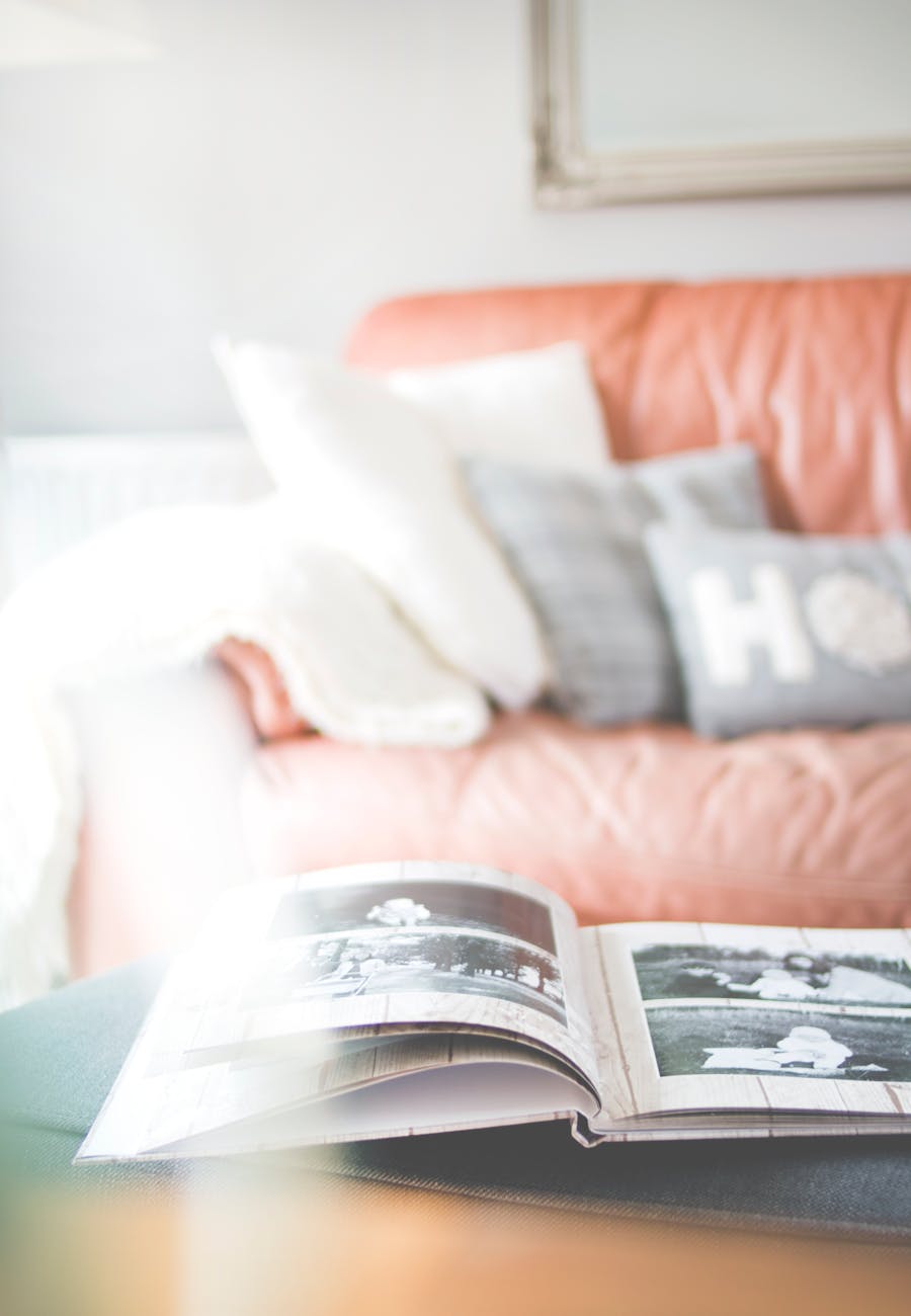 close up photography of photo album