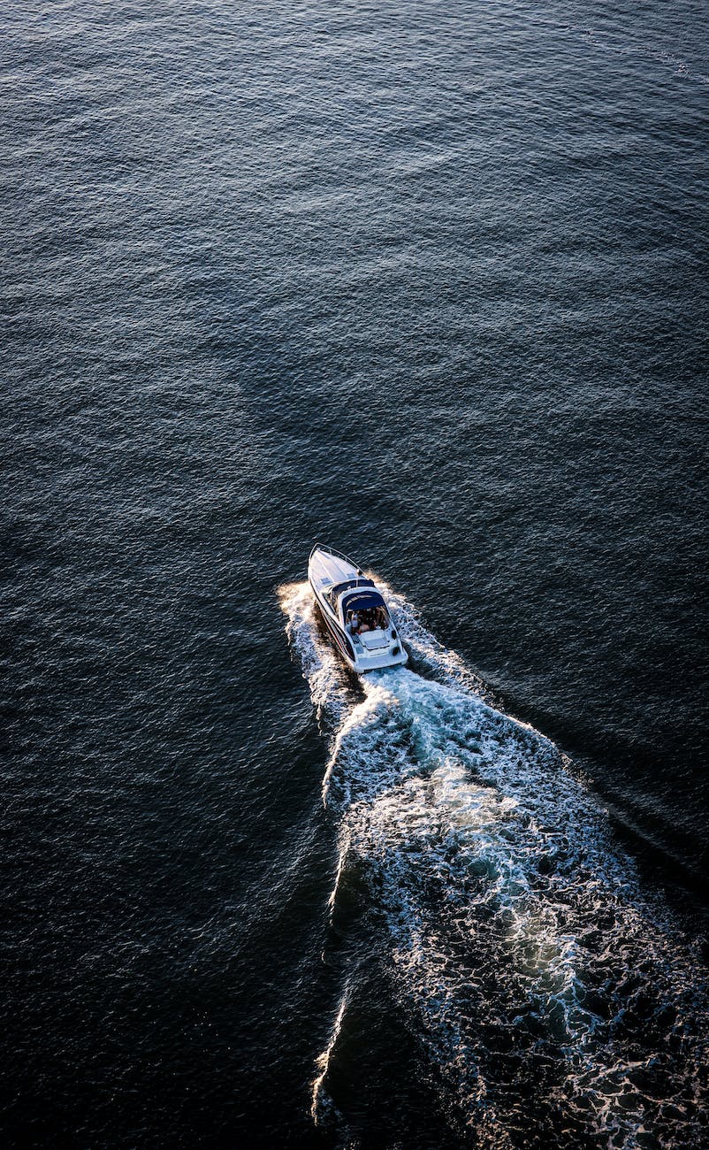 aerial view of white boat on sea
